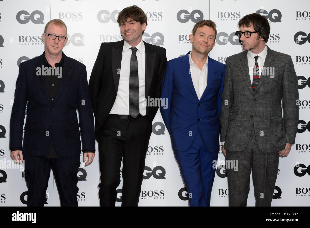 Dave Rowntree, Alex James Damon Albarn and Graham Coxon of Blur at the GQ Men of the Year Awards 2015 Stock Photo