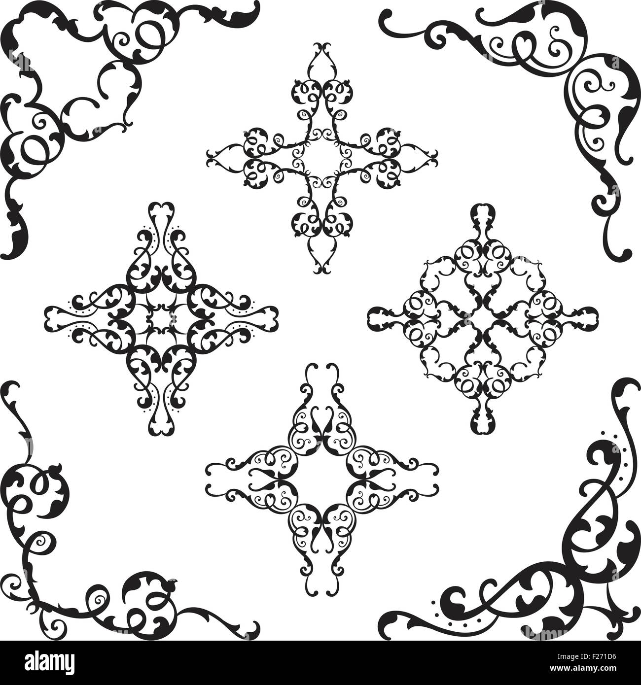 Baroque art corner ornate set is on white Stock Vector Image & Art - Alamy