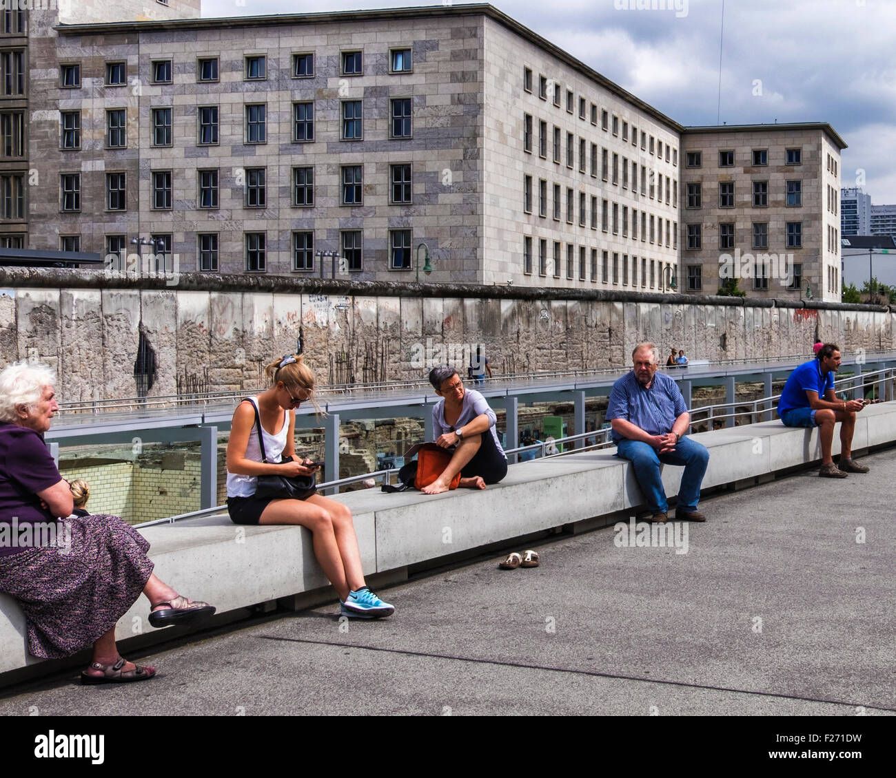 Berlin. Tourists visit Topography of Terror indoor and outdoor museum