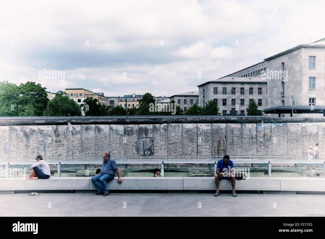 Berlin. Tourists visit Topography of Terror indoor and outdoor museum