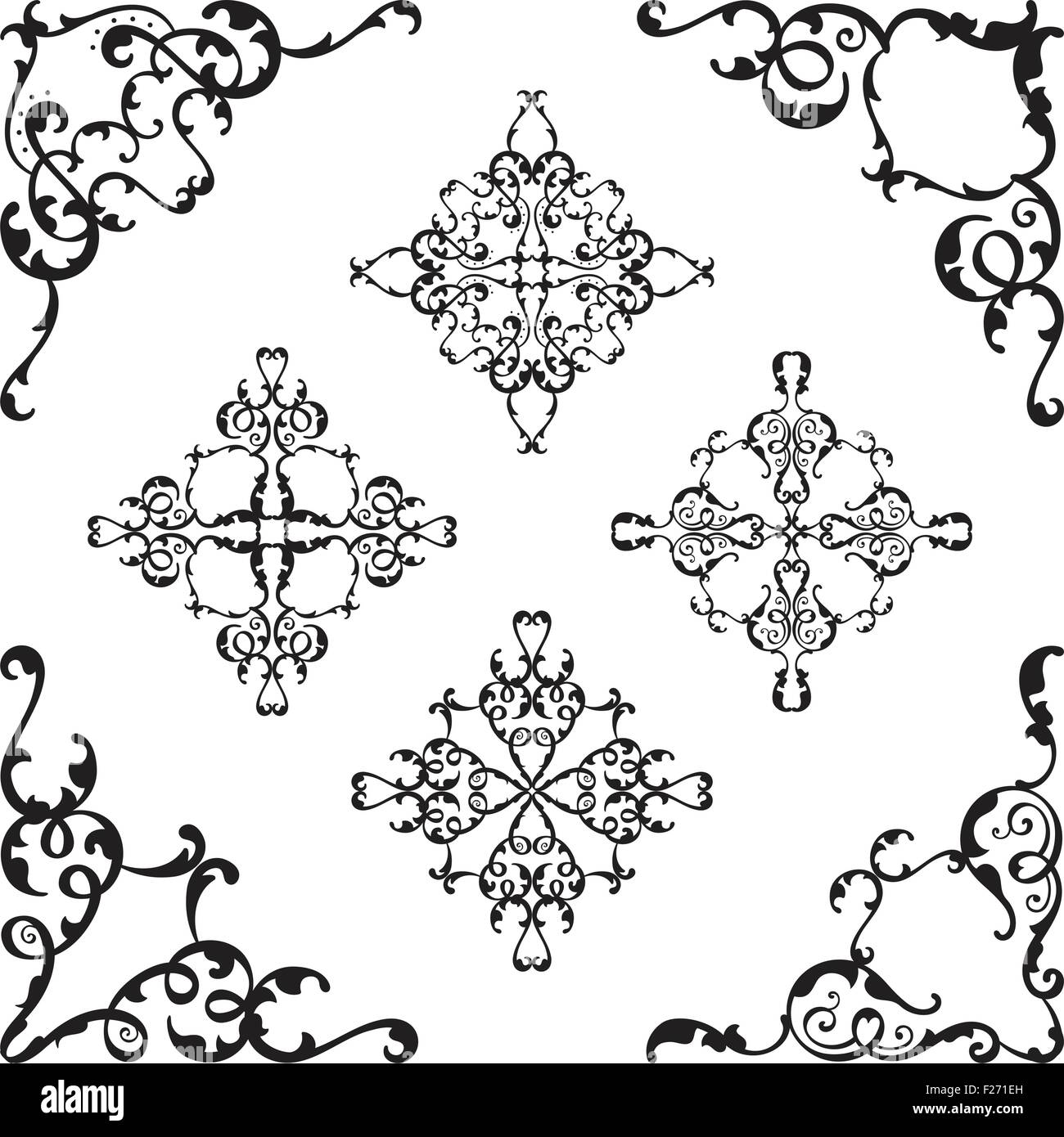 Baroque art corner set is isolated on white Stock Vector Image & Art ...