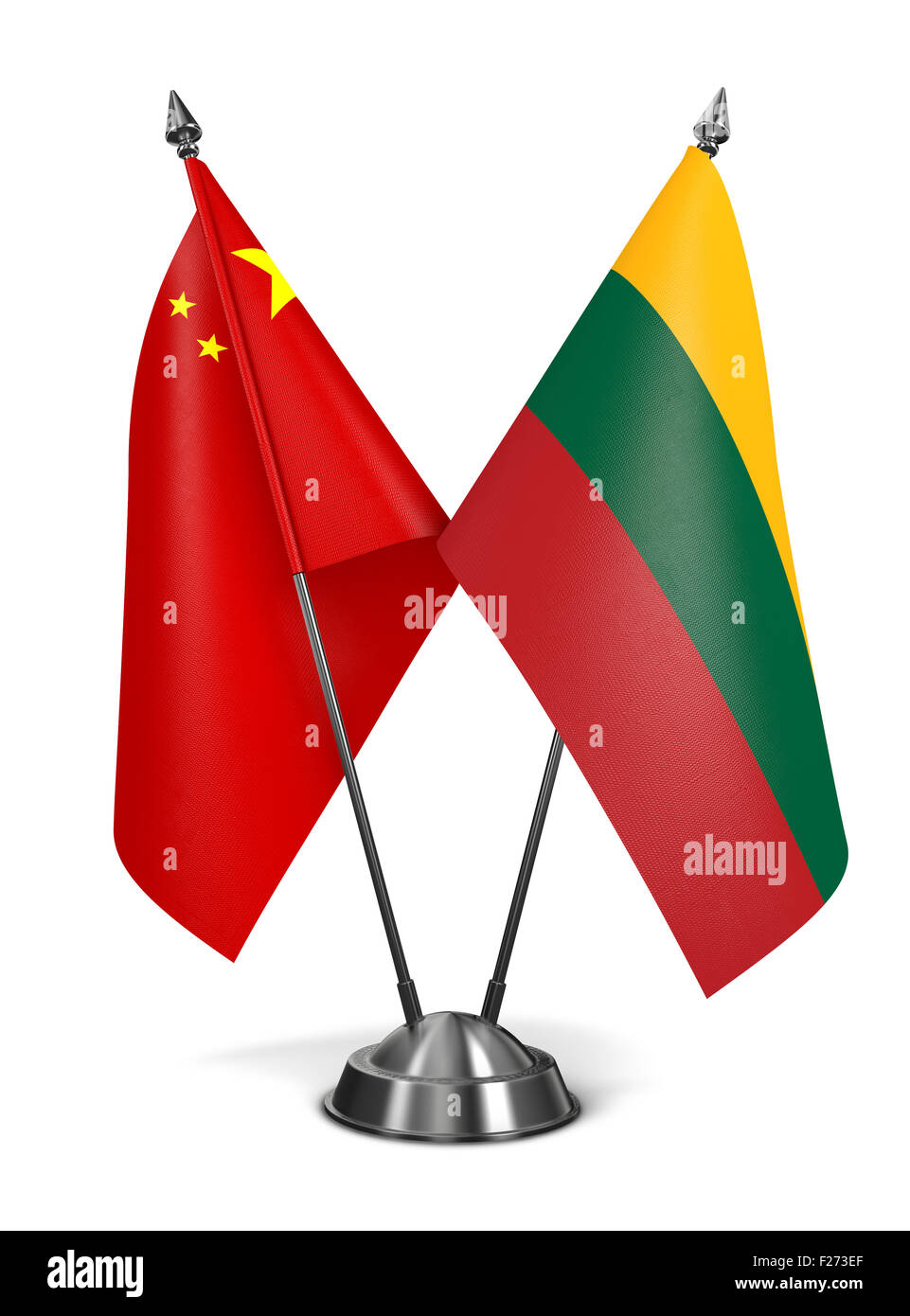 China and Lithuania - Miniature Flags. Stock Photo