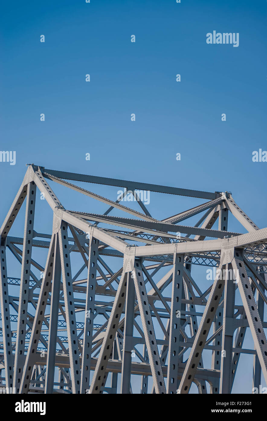 Steel Bridge support and details. steel structure or Steel truss design close-up Stock Photo