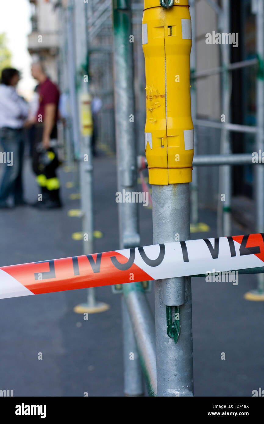 Red ribbon and white in a construction site Stock Photo Alamy