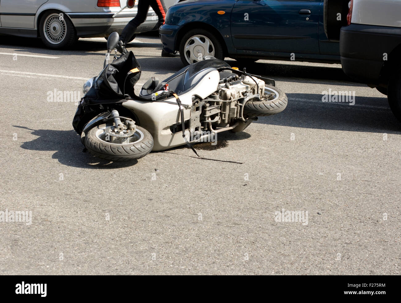 Scooter crash in the urban street Stock Photo Alamy