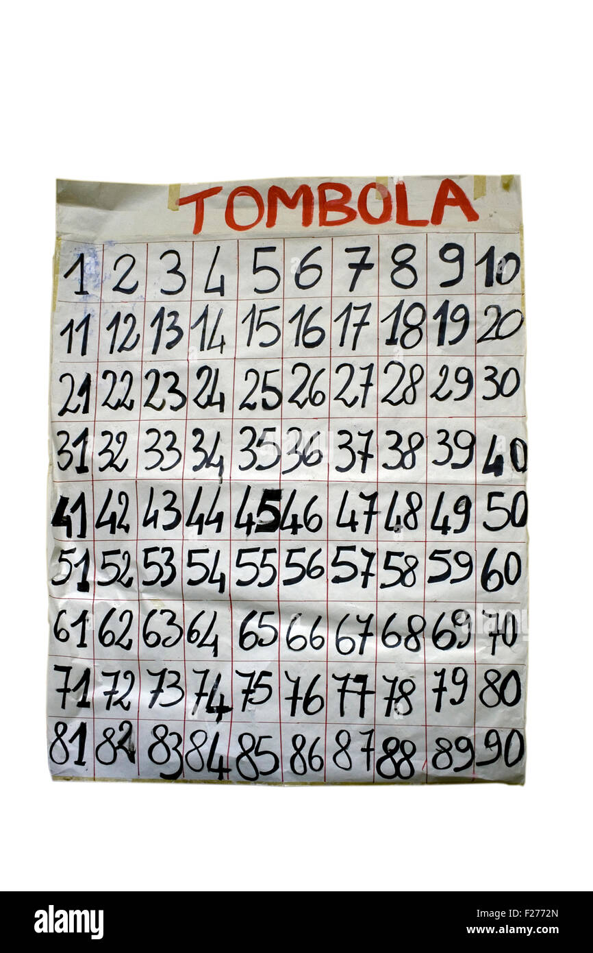 TOMBOLA - i numeri Bingo Card