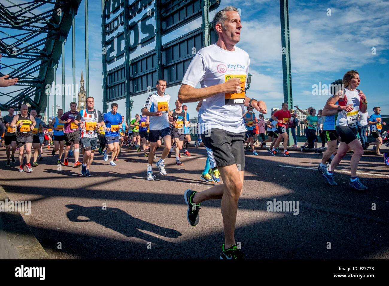 Newcastle, UK. 13th September 2015. Runners take part in the 2015 Great North Run Credit:  Thomas Jackson/Alamy Live News Stock Photo