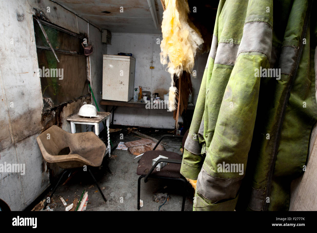 Swansea, UK. 12th Sep, 2015. The personal belongings of 4 miners killed on 15 September 2011, still remain untouched 4 years on from the Gleision mine disaster. The hut is decaying from the passage of time and relentless weather conditions, but personal belongings remain. Credit:  roger tiley/Alamy Live News Stock Photo