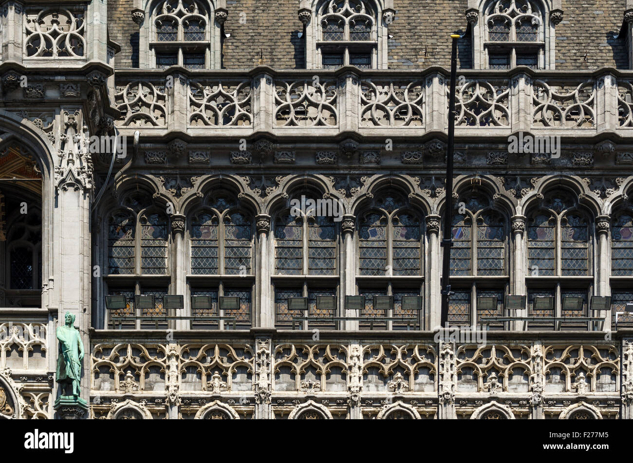 Facade of Maison du Roi (The King's House or Het Broodhuis) Located on Grote Markt (Grand Place). in Brussels, Belgium. Stock Photo