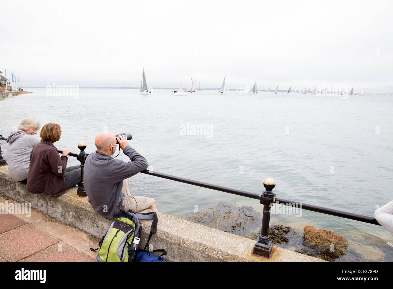 watching the start at Cowes Week Stock Photo