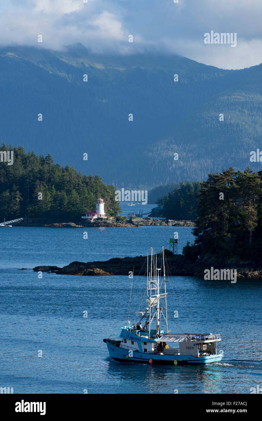 Fishing boat and Rockwell Lighthouse, Sitka, Alaska Stock Photo Alamy