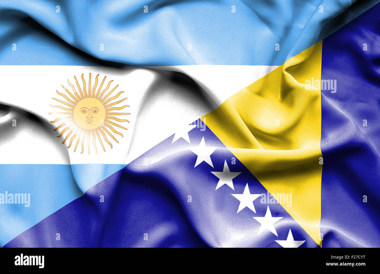 Waving flag of Bosnia and Herzegovina and Stock Photo - Alamy