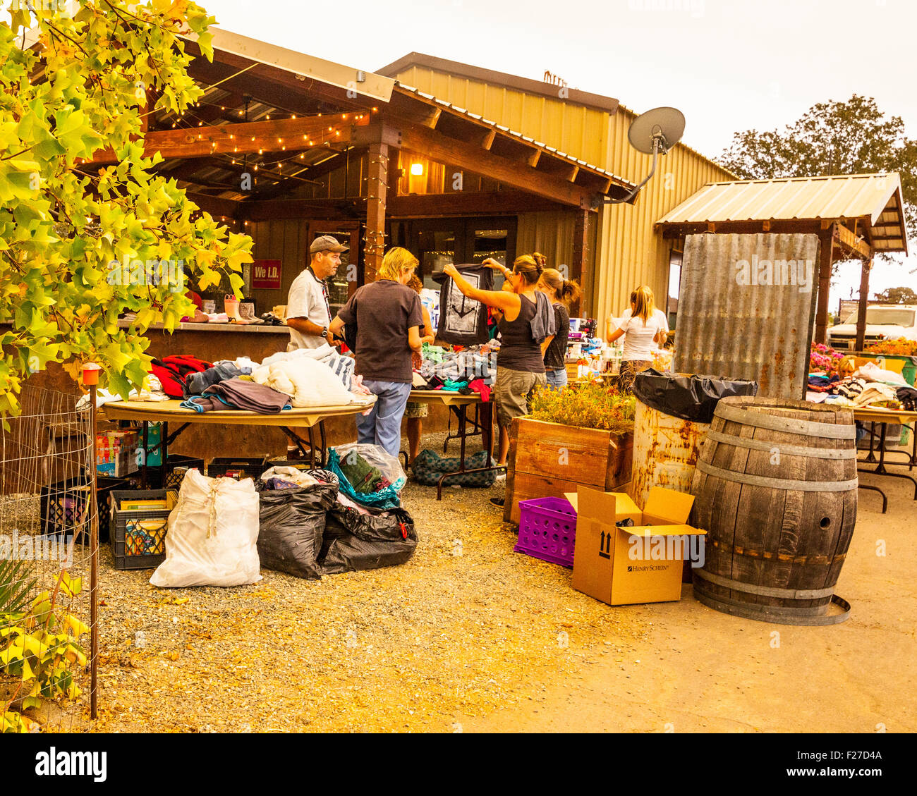 Calaveras County Fairgrounds in Angels Camp, California, USA. 12th September, 2015. Stacks of
