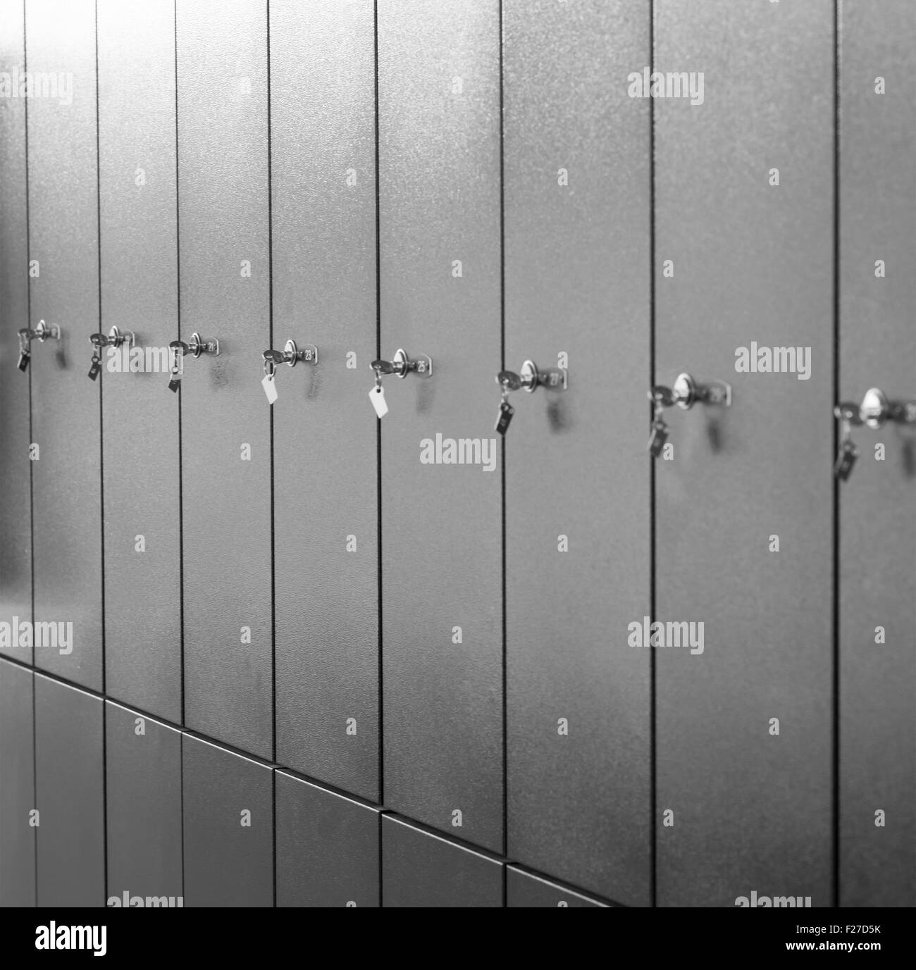 Set of metal lockers with keys Stock Photo Alamy