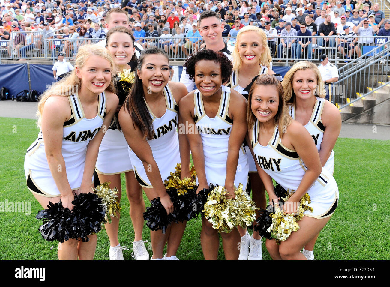 September 12, 2015 Army Black Knights cheerleaders pose for a photo