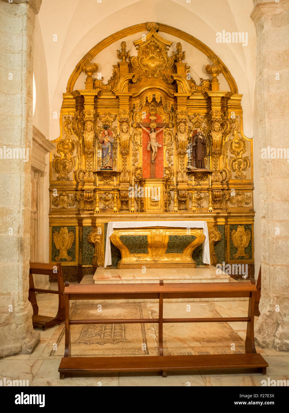 Golden altar of Church of St John the Evangelist Stock Photo