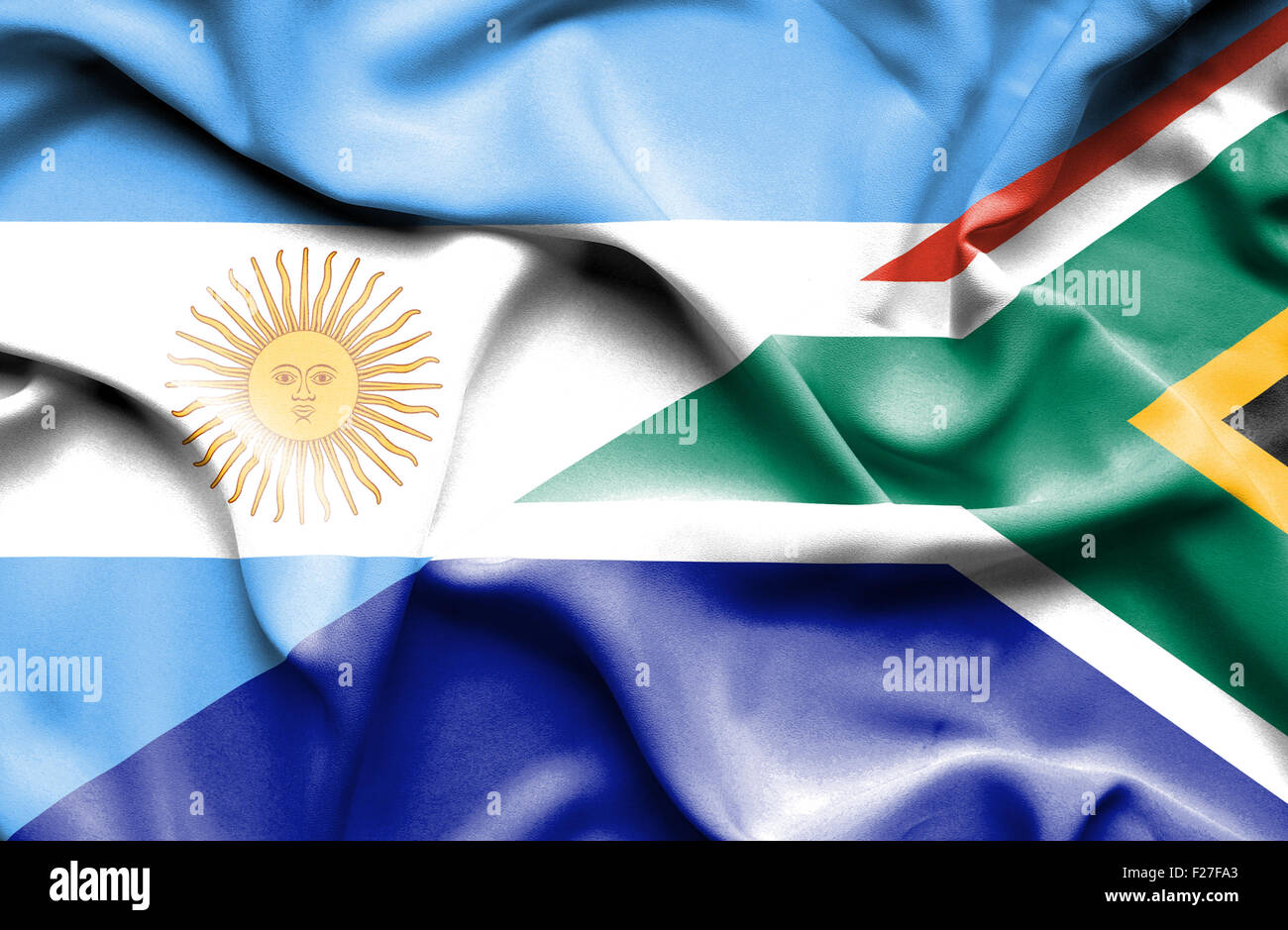 Waving flag of South Africa and Stock Photo - Alamy