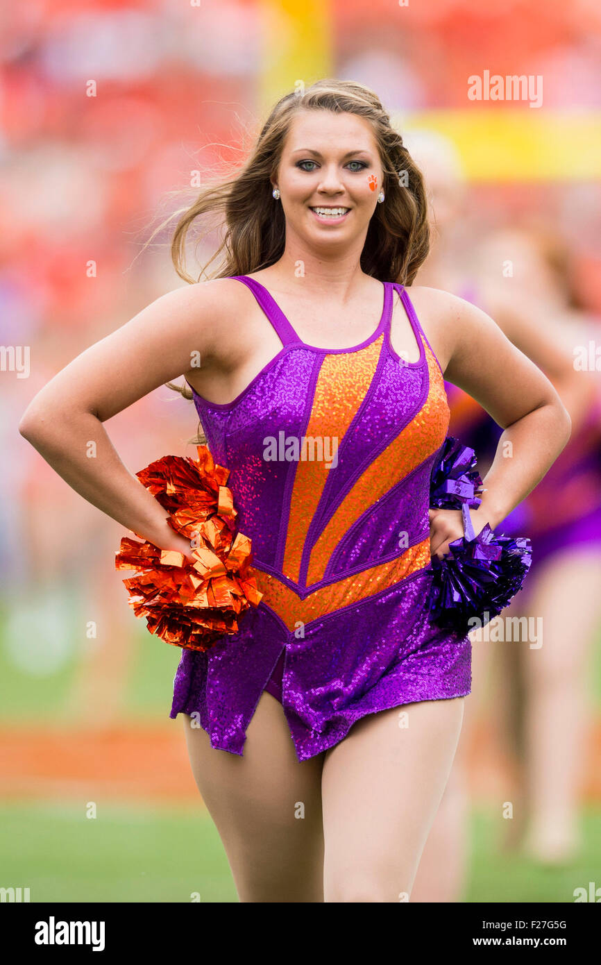 Clemson dancers during the NCAA college football game between Clemson and Appalachian State on Saturday Sep. 12, 2015 at Memorial Stadium, in Clemson, S.C. Jacob Kupferman/CSM Stock Photo