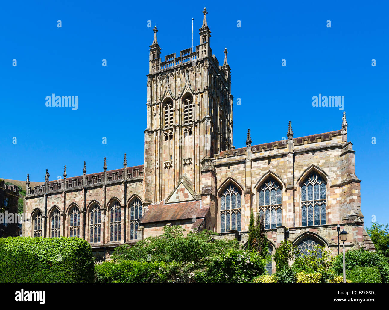 Great Malvern Priory, now the parish church, Great Malvern, Malvern Hills, Worcestershire, England, UK Stock Photo