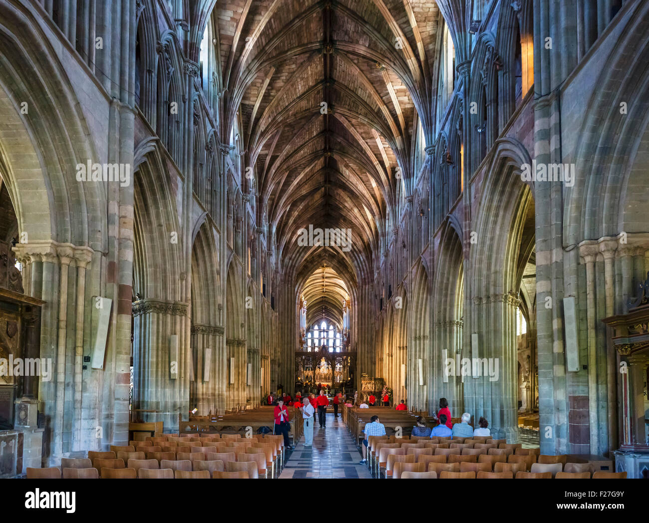 The nave of Worcester Cathedral, Worcester, Worcestershire, England, UK Stock Photo