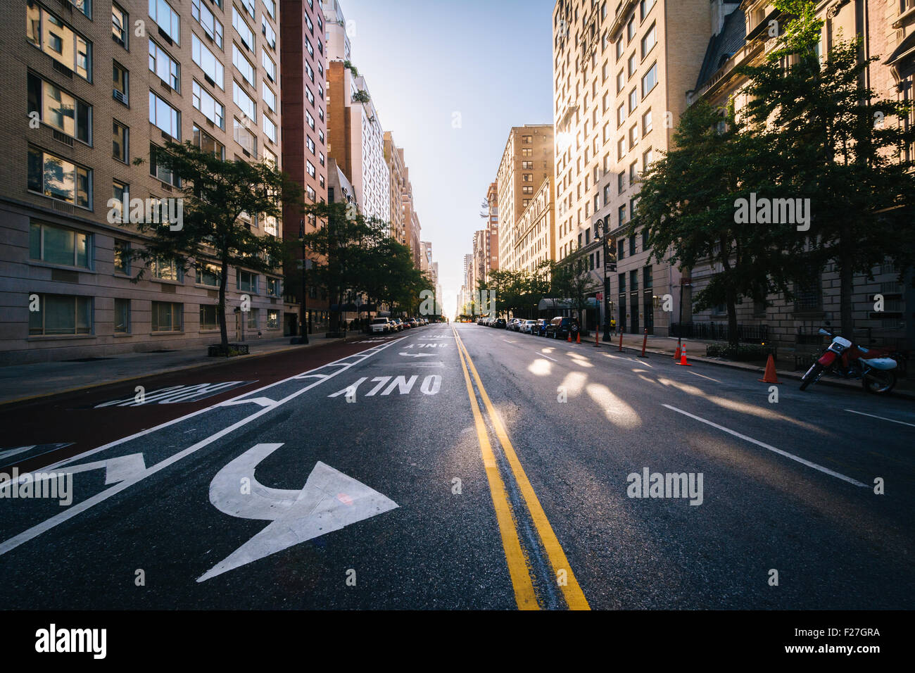 Street in the Upper East Side, in Manhattan, New York. Stock Photo