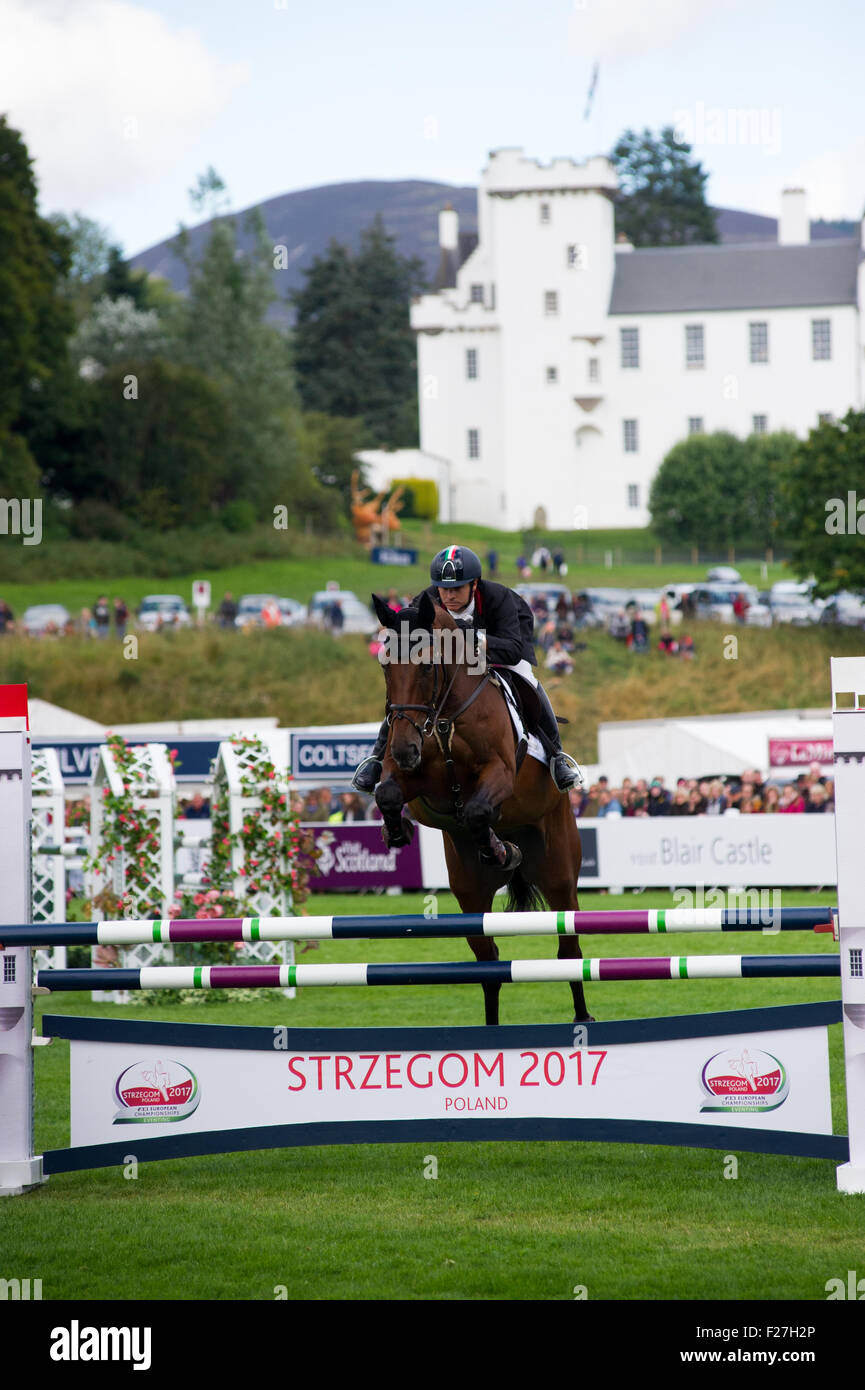 Blair Atholl, Scotland 13th of September 2015. Longines FEI European Eventing Champions held at Blair Atholl Estate. The final day of the 3 day event consisted of show jumping and various other horse showing events. Some of the best riders in the world were present to compete at the contest. Credit:  Andrew Steven Graham/Alamy Live News Stock Photo