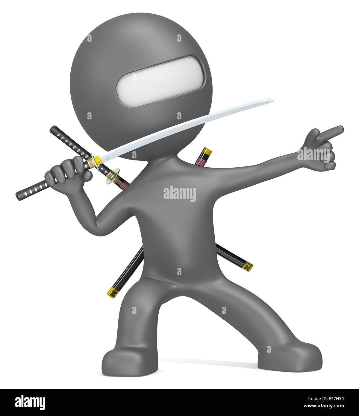 Dude 3D character The Little Ninja in a winning pose. Stock Photo