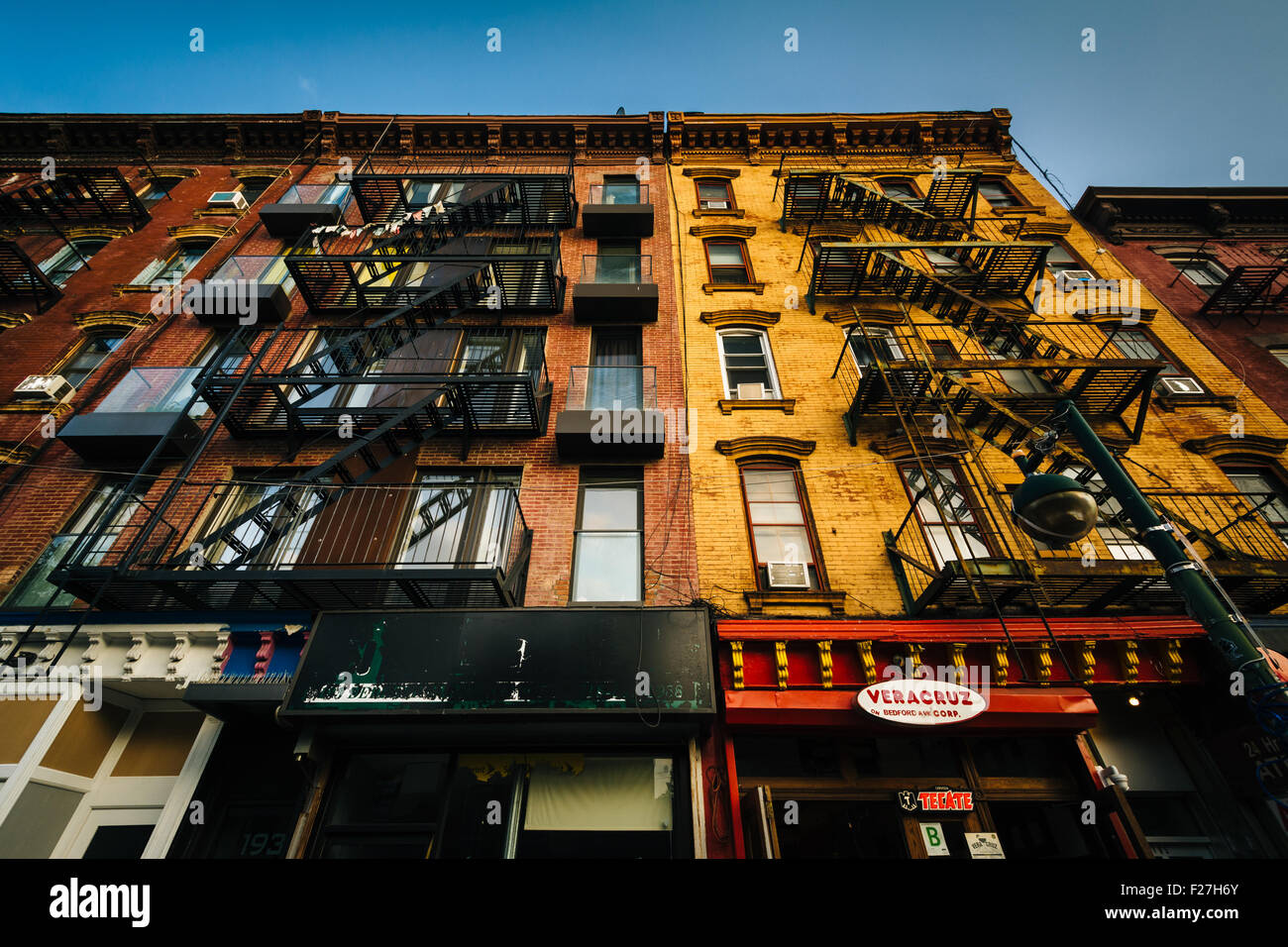 Buildings on Bedford Avenue in Williamsburg, Brooklyn, New York Stock
