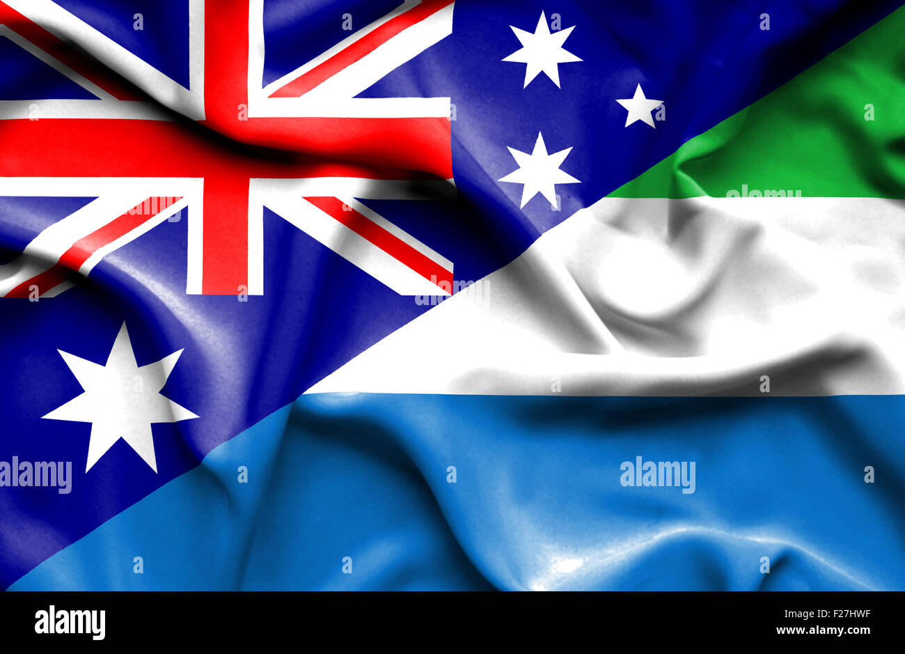 Waving flag of Sierra Leone and Stock Photo - Alamy