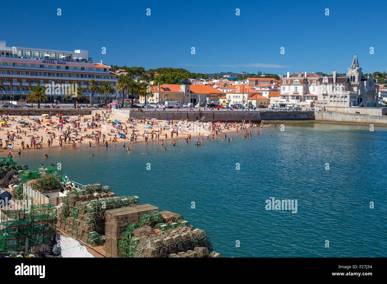 Praia da Ribeira beach in Cascais town, Portugal Stock Photo
