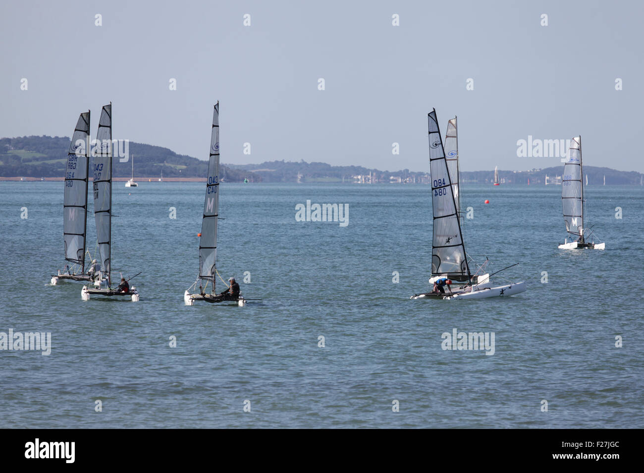 Sailing Dinghies from Gurnard Sailing Club sailing in the Solent Stock