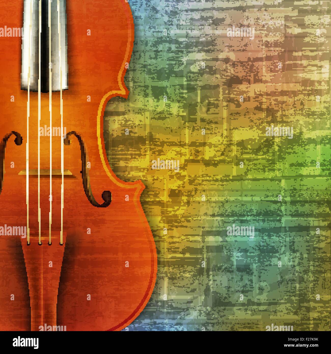 abstract green music grunge background with violin vector illustration