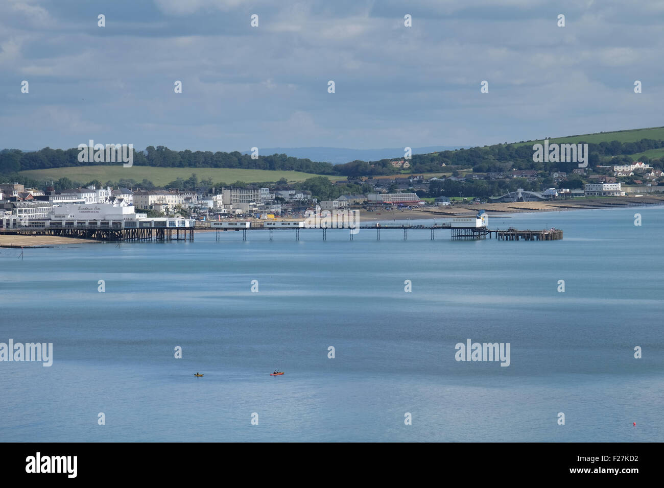 Kayakers in Sandown Bay on the Isle of Wight, England Stock Photo