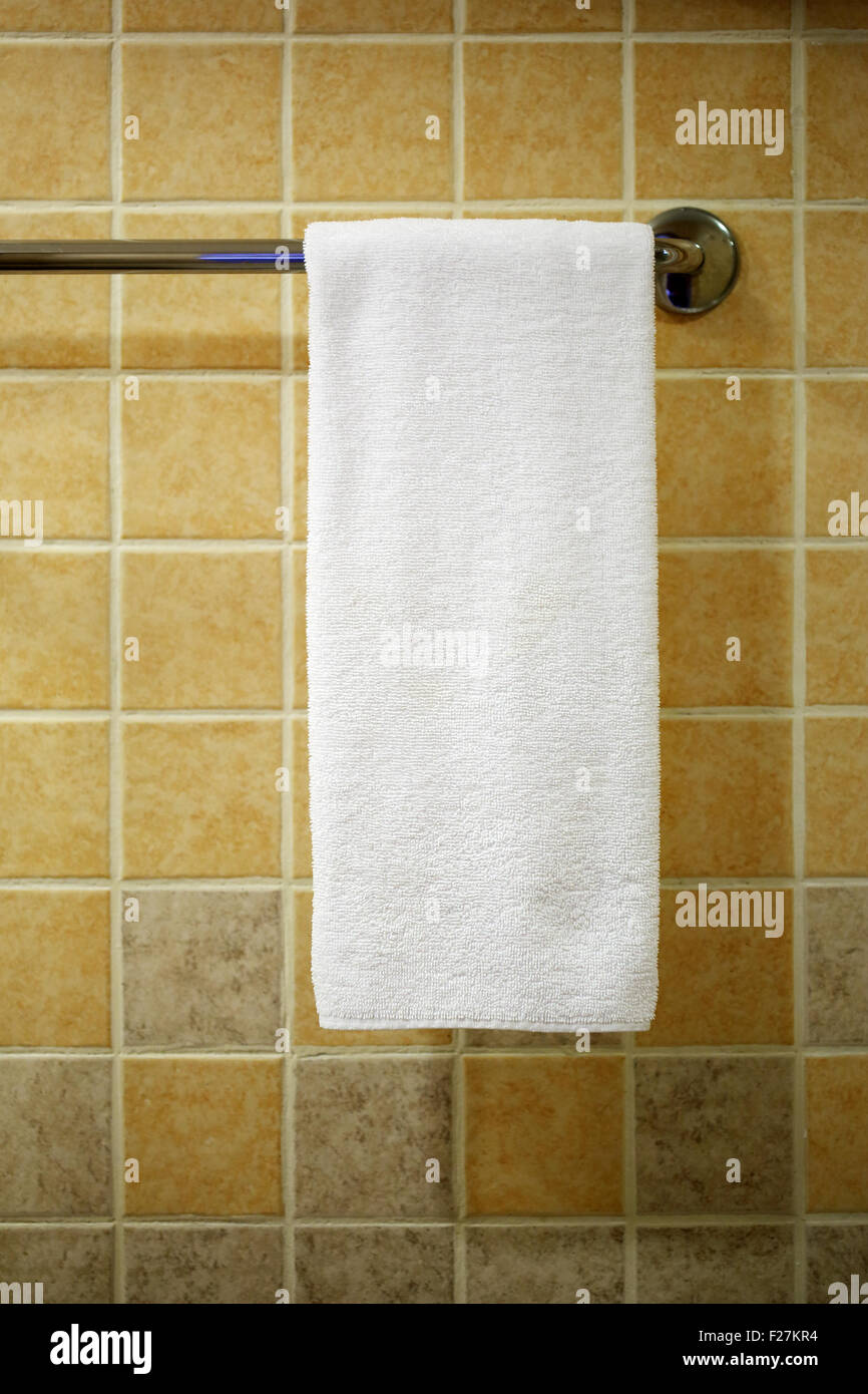 white clean towel on the rack Stock Photo Alamy