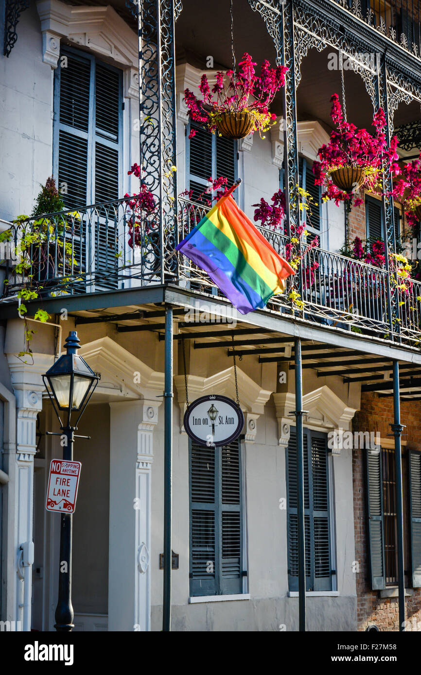 St. Ann Inn, a Creole Townhouse wrought iron balconies, hanging flowers