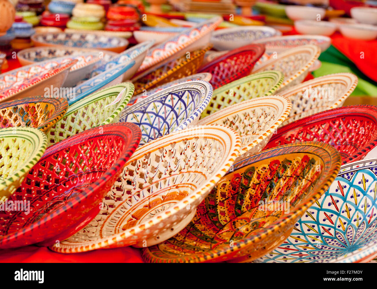 A lot of Ceramic plates in Arabic style Stock Photo Alamy