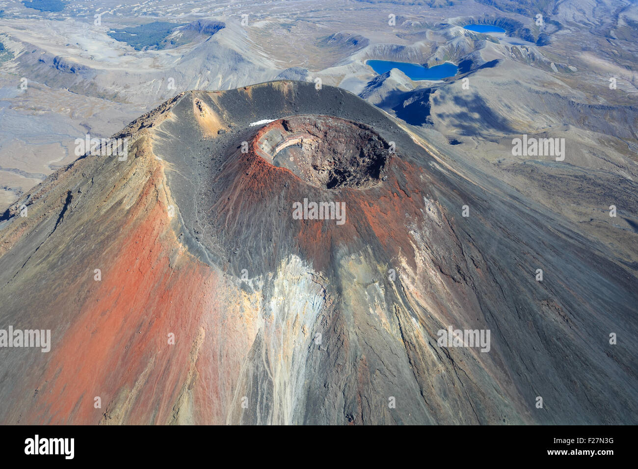 The peak of the active volcano Mount Ngauruhoe in the summer Stock Photo