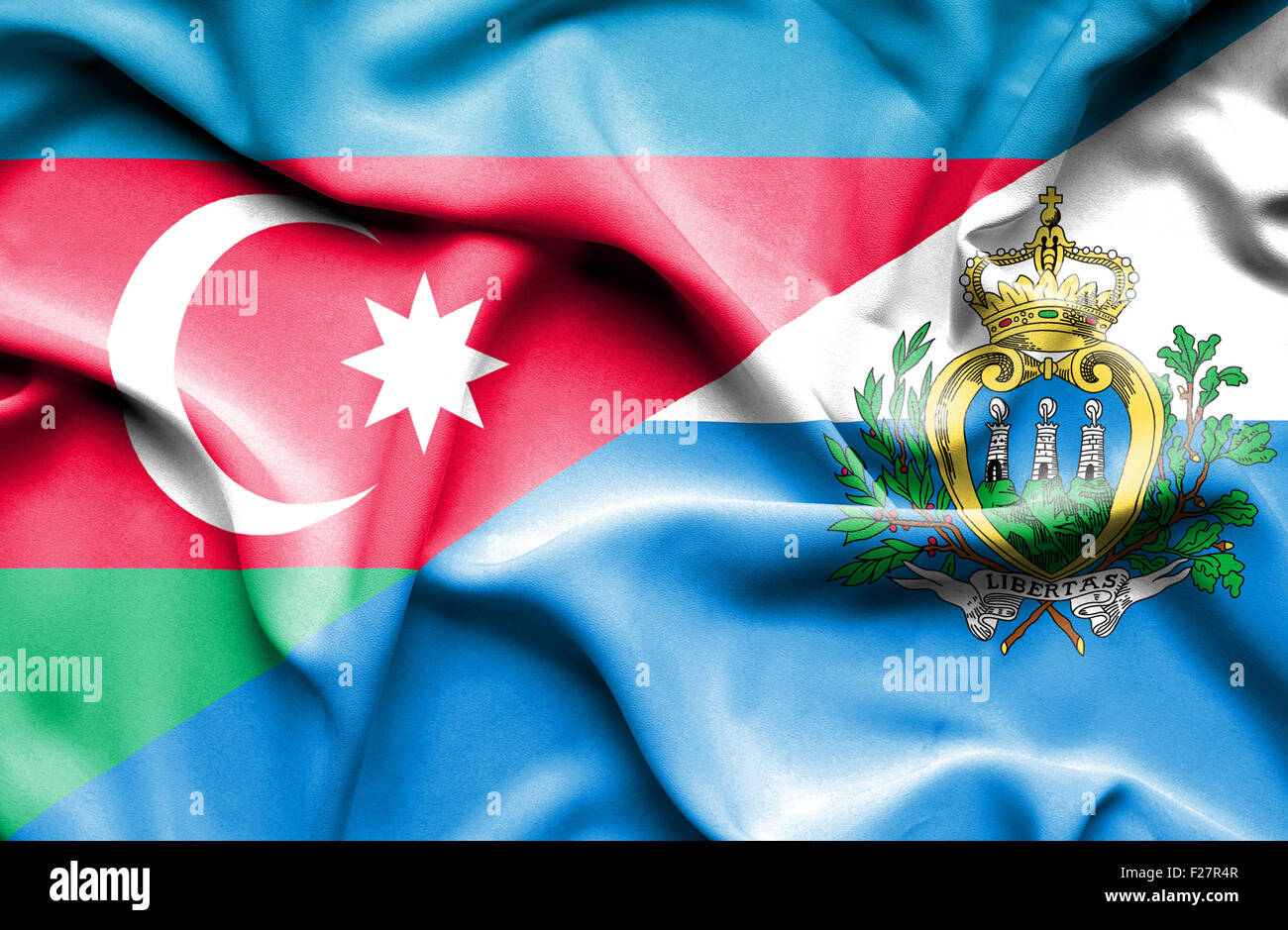 Waving flag of San Marino and Azerbaijan Stock Photo Alamy