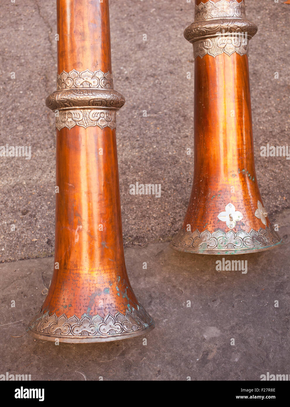 Photo of nice Tibetan trumpets Stock Photo