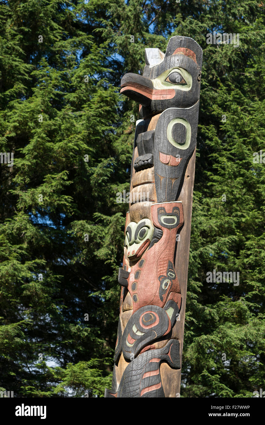 Totem pole in Sitka National Historic Park, Alaska Stock Photo - Alamy