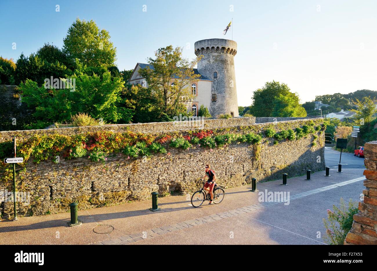 Chateau de Pornic restored mediaeval castle once property of Gilles de Rais. Port of Pornic, Brittany, France. Bluebeards Castle Stock Photo