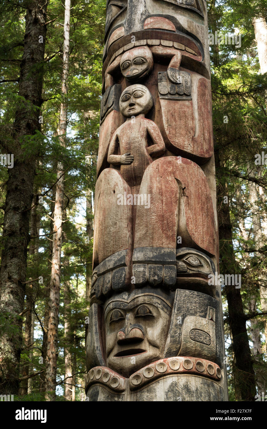 Totem pole in Sitka National Historic Park, Alaska Stock Photo - Alamy