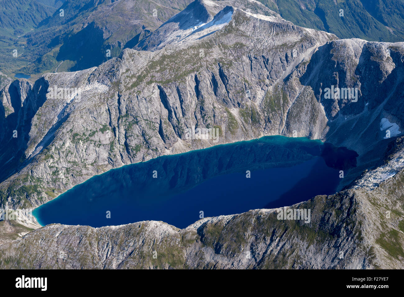 Indigo Lake, an alpine lake in the mountains of Baranof Island, Alaska. Stock Photo