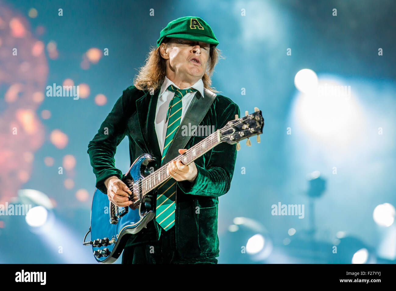Detroit, Michigan, USA. 8th Sep, 2015. ANGUS YOUNG of AC/DC performing on the Rock Or Bust Tour at Ford Field in Detroit, MI on September 8th 2015 © Marc Nader/ZUMA Wire/Alamy Live News Stock Photo
