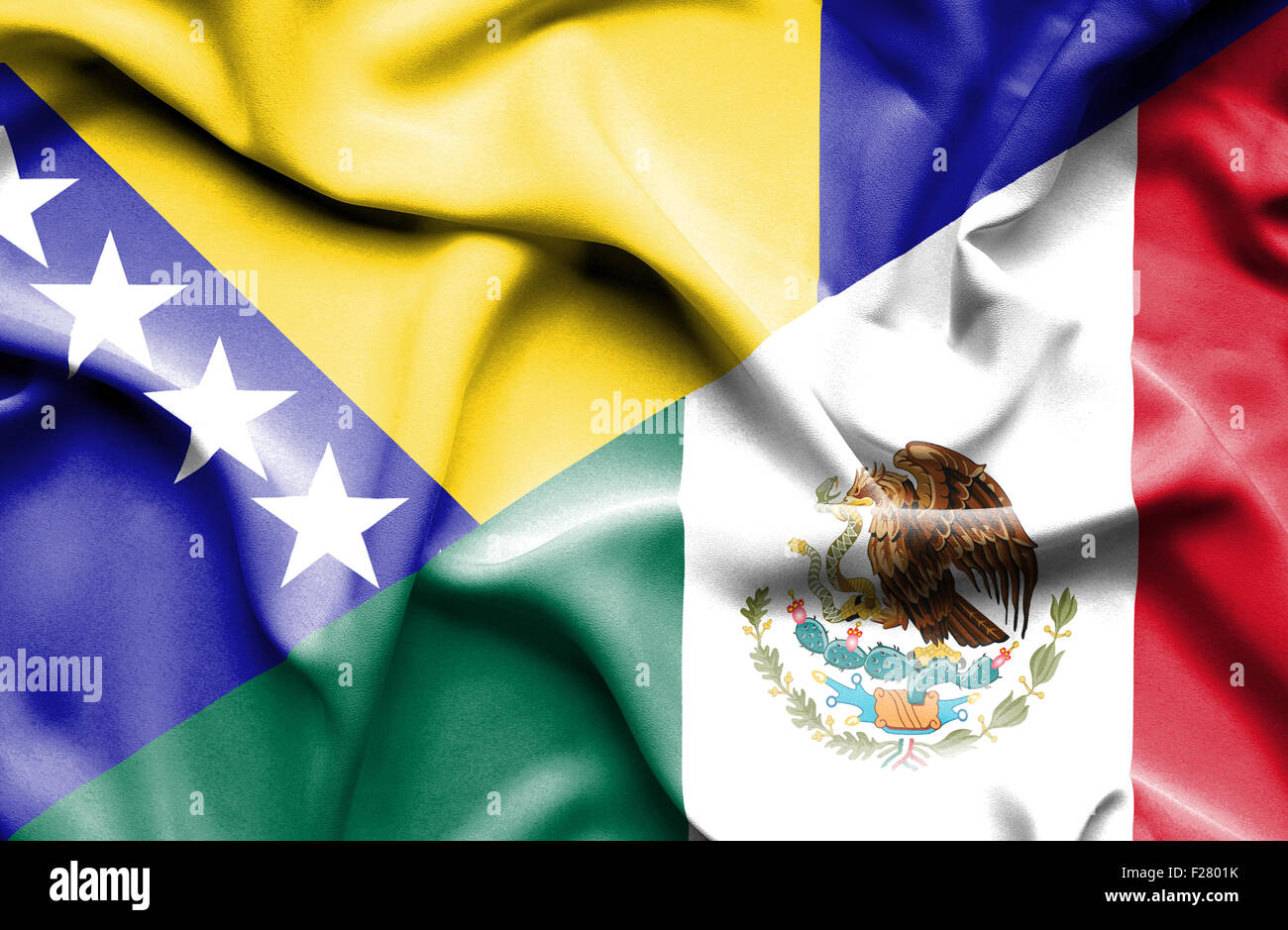 Waving flag of Mexico and Bosnia and Herzegovina Stock Photo - Alamy