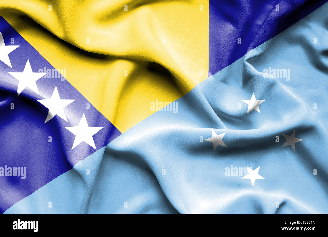 Waving flag of Micronesia and Bosnia and Herzegovina Stock Photo - Alamy