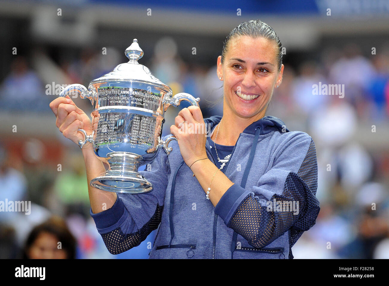 Flushing Meadows, New York, USA. 12th Sep, 2015. US Open Tennis Championships. Womens Singles final. Pennetta versus Vinci. Flavia Pennetta (ITA) won the final 7-6 (7-4) 6-2 and then announced her intention to retire at season end © Action Plus Sports/Alamy Live News Stock Photo