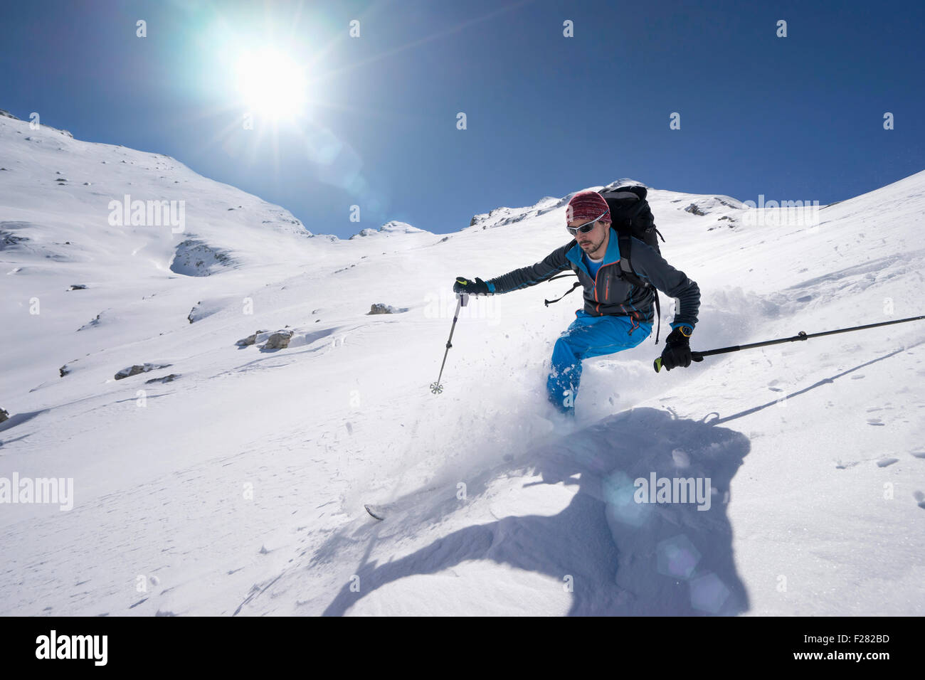 Man skiing, Val Gardena, Trentino-Alto Adige, Italy Stock Photo