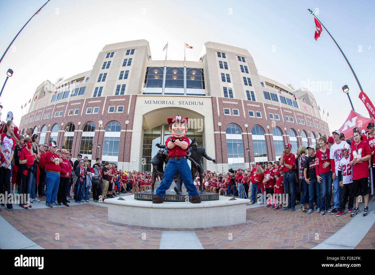 Lincoln, NE. USA. 12th Sep, 2015. Nebraska Cornhuskers mascot Herbie poses before an NCAA Division 1 football game between the South Alabama Jaguars and Nebraska Cornhuskers at Memorial Stadium in Lincoln, NE.Attendance: 89,822.Nebraska won 48-9.Michael Spomer/Cal Sport Media. © csm/Alamy Live News Stock Photo