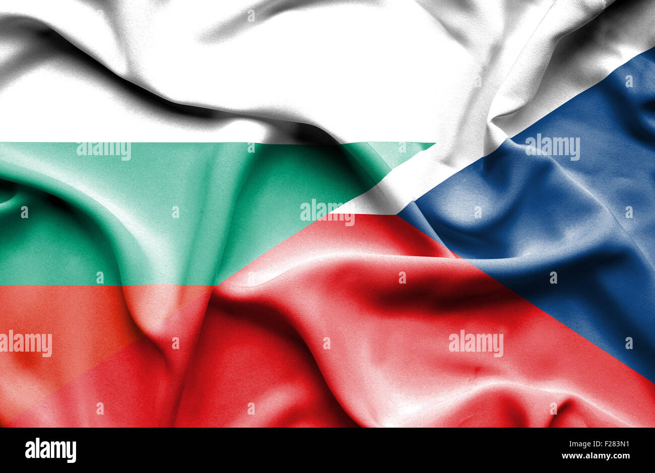Waving flag of Czech Republic and Bulgaria Stock Photo Alamy